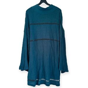 Free People Crochet Knit Tunic Top w/ Bell Sleeves Size Large